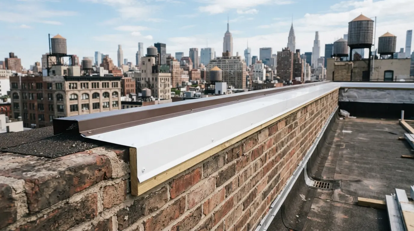 Aluminum capping over new fascia with drip edge