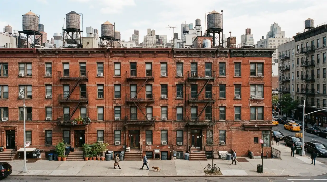Walk-up buildings with street-facing parapets