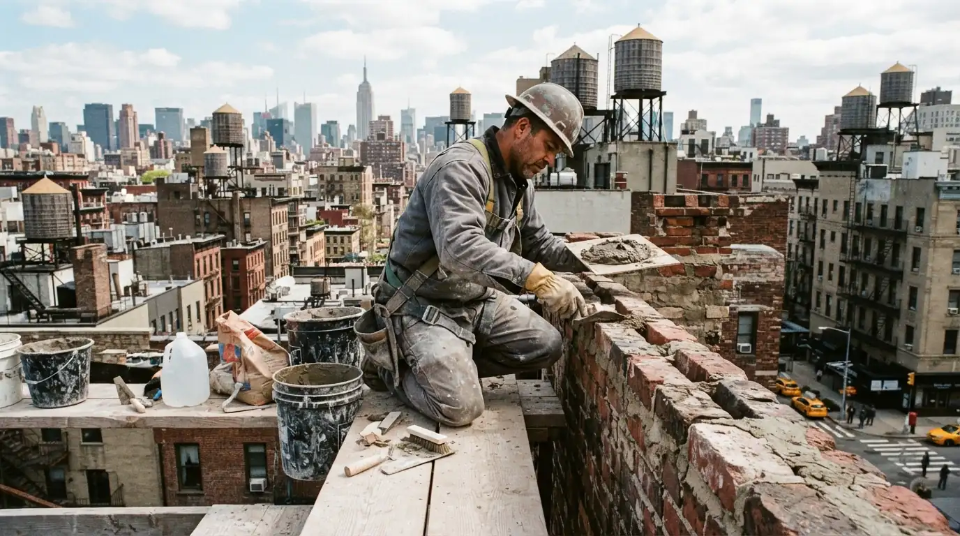 Parapet joints repointed after an observation