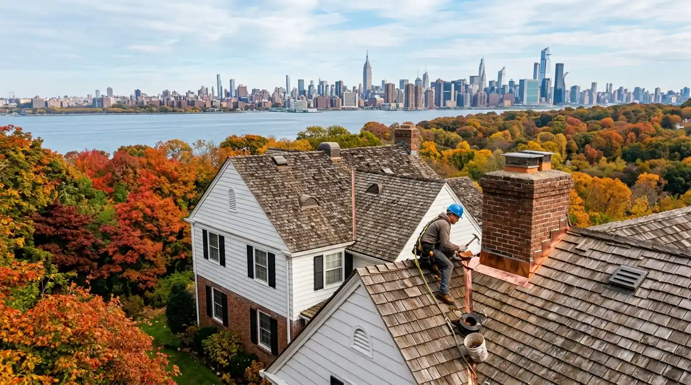 North Shore colonial house with chimney flashing work