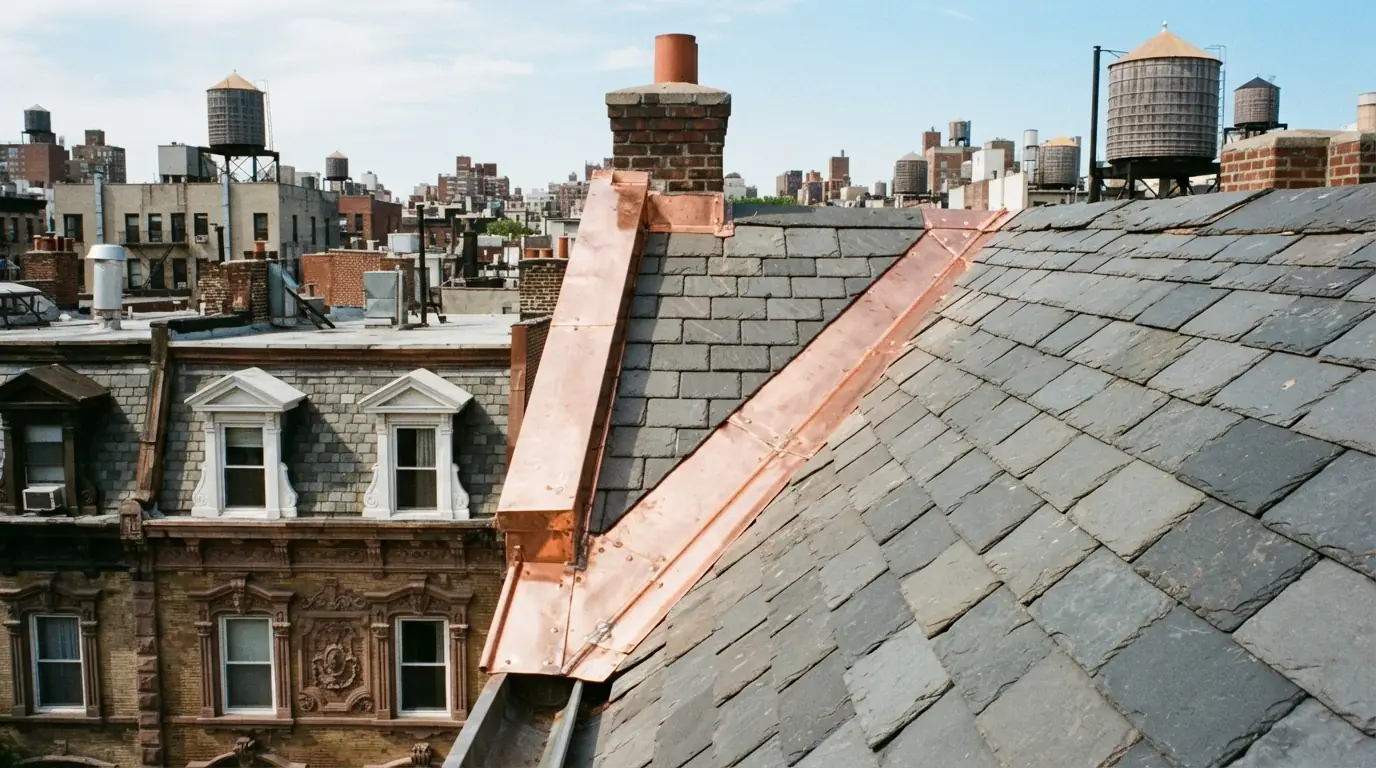 New copper valley on a slate roof